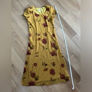 Vintage Jessica Howard Gold and Floral Dress Size 16 Made in USA